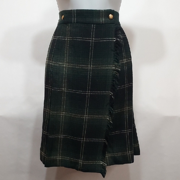 Michele Green Plaid Midi Skirt - Picture 1 of 2